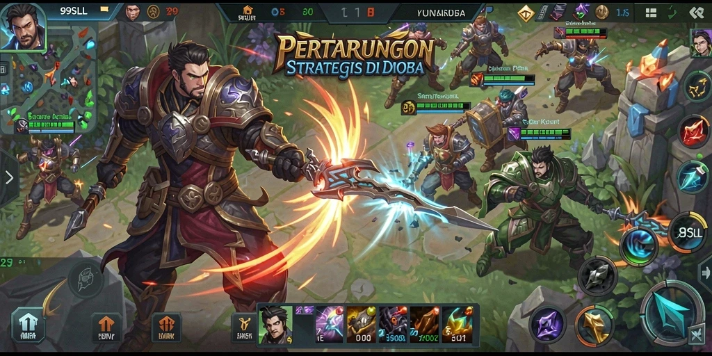 Tampilan layar gameplay 99SLL dengan pertempuran seru antar tim.
