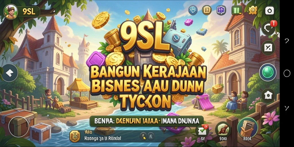 Screenshot gameplay 9SL yang menunjukkan pembangunan bisnis yang menarik.