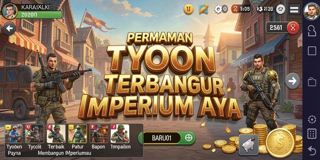Tampilan gameplay BARU01 yang menarik dalam membangun bisnis Tycoon.