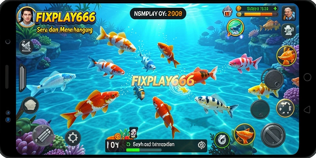 Tampilan gameplay seru dari FIXPLAY666 saat menangkap ikan.