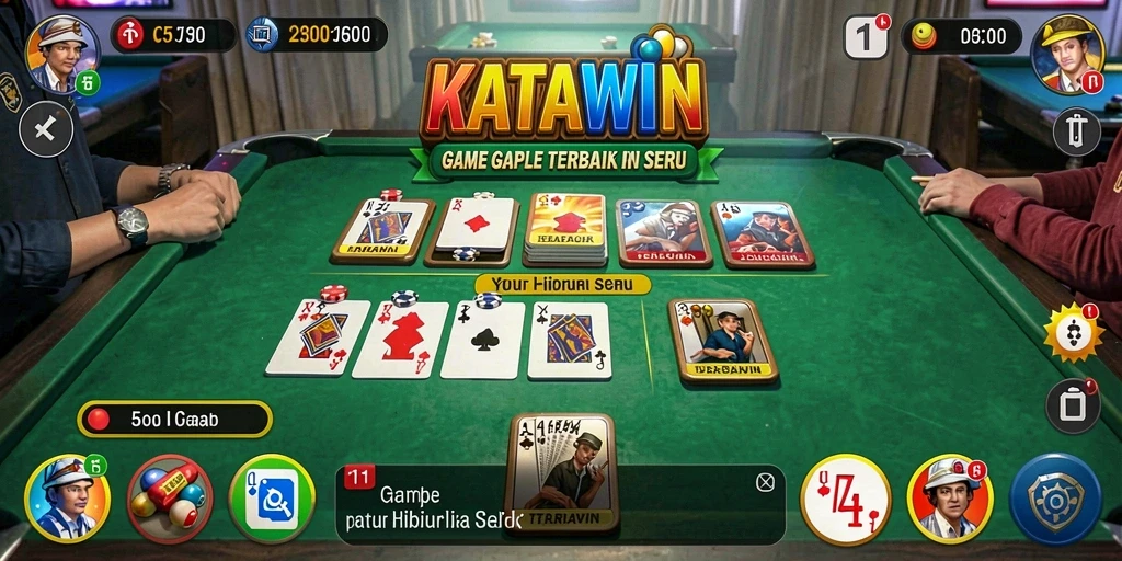 Screenshot KATAWIN menampilkan aksi seru permainan Gaple.