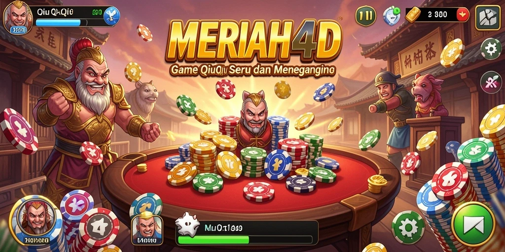 Screenshot gameplay <strong>MERIAH4D</strong> yang menunjukkan ketegangan saat bermain QiuQiu.