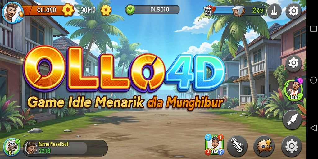 Tampilan gameplay OLLO4D dengan berbagai karakter dan sumber daya.