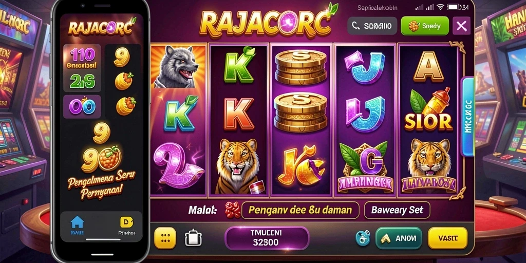 Tampilan menarik dari gameplay RAJACORC yang menampilkan keseruan Slot.