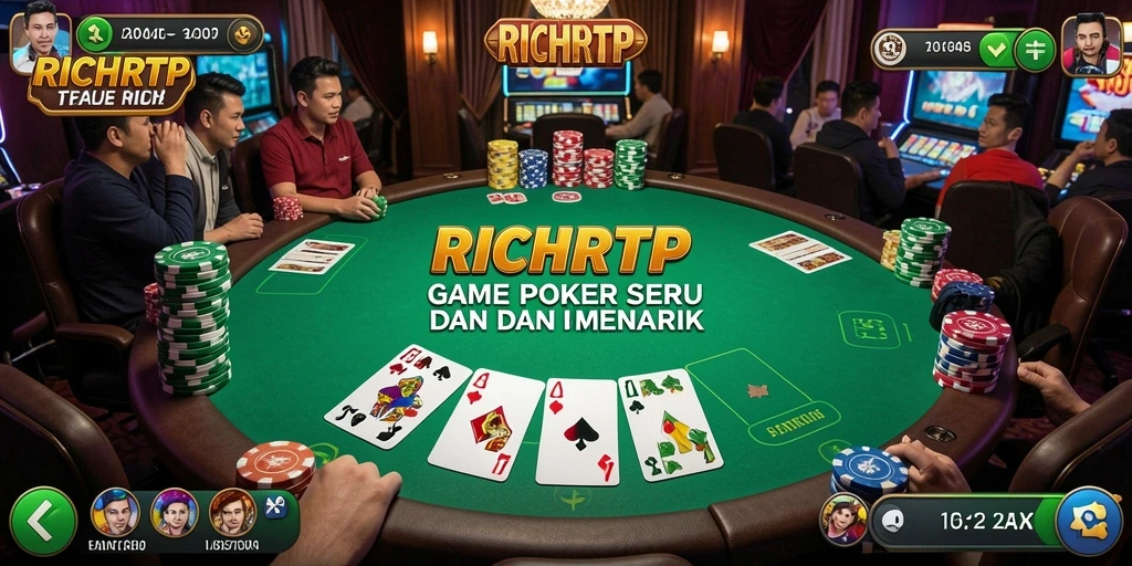 Screenshot utama RICHRTP menampilkan aksi poker yang mendebarkan.