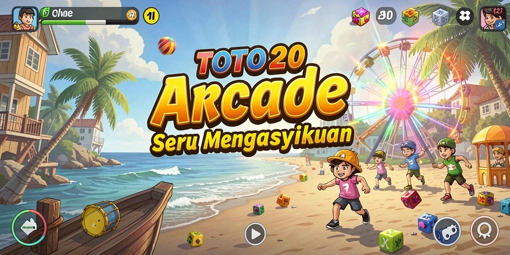 Screenshot utama TOTO20 menampilkan gameplay Arcade yang seru.
